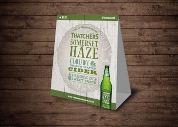 Thatchers Cider printed pop up tent card
