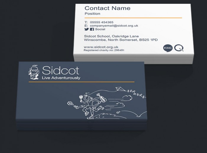 Business cards designed and printed for Sidcot School in North Somerset