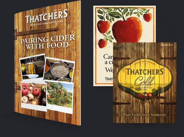 Printed booklet and cards for Thatchers Cider in Somerset