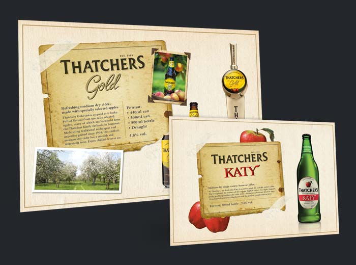 Thatchers cider cards designed and printed by Maxwell House